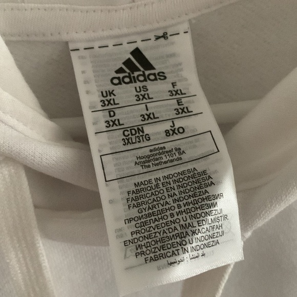 Mens Adidas Sweatshirt Hoodie, White/Black, 3XL - Picture 3 of 6